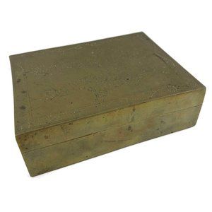 Chinese Wood Lined Brass Cigarette Box